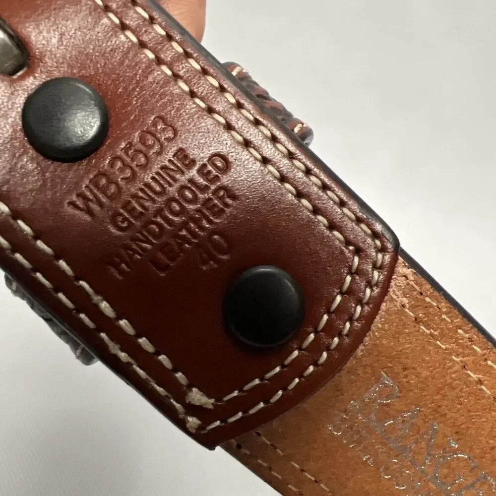 Ranger Belt Company Studded Cowhide Handtooled 40 Western